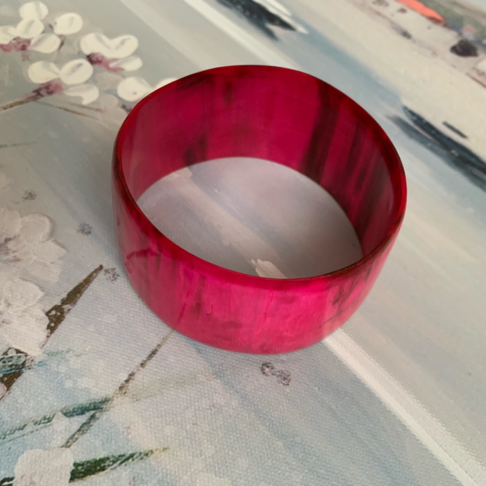 Bright Hot Pink African Kenya Cowhorn Bangle Bracelet Authentic Unique🩷💕